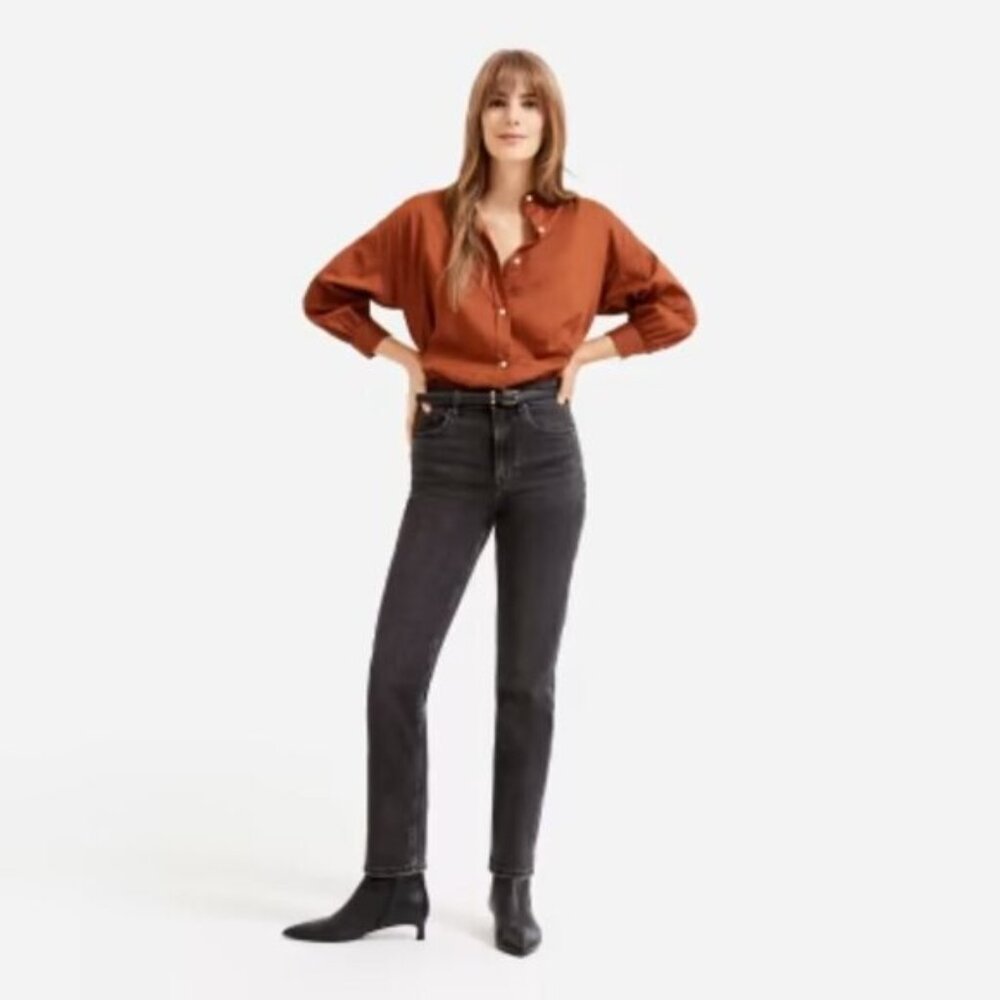 Everlane Washed Black Slim Straight Leg Jeans Size 26